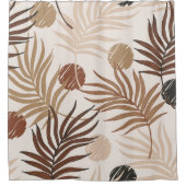 ヤシの葉の線アートシームレスパターン地球のトーン シャワーカーテン (正面)