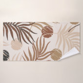 ヤシの葉の線画の地色のシームレスな模様 バスタオル (バスタオル)