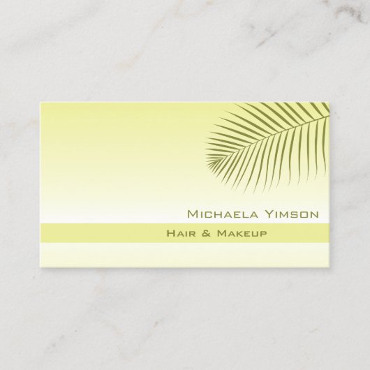 ヤシの葉を使用したモダン淡い黄色のグラデーシシンプルョン 名刺 (正面)
