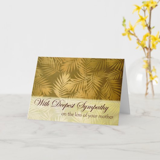 ヤシの葉を持つ母の喪失悔やみや弔慰 カード (黄色い花)