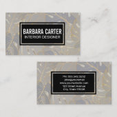 ヤシの葉シームレスパターン | 金ゴールドのリーフ線 名刺 (正面/裏面)