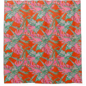 ヤシの葉モンステラのコリウス熱帯赤緑 シャワーカーテン (正面)