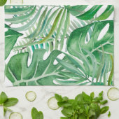 ヤシの葉木とモンステラの巨大な キッチンタオル (折り畳み)