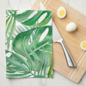 ヤシの葉木とモンステラの巨大な キッチンタオル (四つ折り)