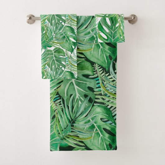 ヤシの葉木とモンステラの巨大な バスタオルセット (インサイチュ)