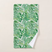 ヤシの葉木とモンステラの巨大な バスタオルセット (ハンドタオル)