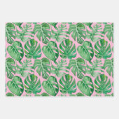 ヤシの葉木とモンステラの巨大な ラッピングペーパーシート (正面3)