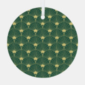 ヤシの葉：アールデコ模様。 ガラスオーナメント (裏面)