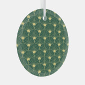 ヤシの葉：アールデコ模様。 ガラスオーナメント (正面右)