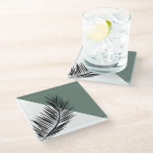 ヤシの葉 ガラスコースター (アングル)