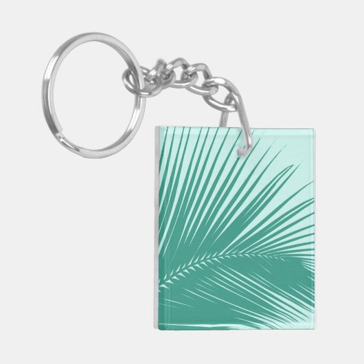 ヤシの葉 – ターコイズとアクア キーホルダー (正面左)
