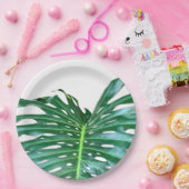 ヤシの葉、熱帯植物、ジャングル熱帯雨林 ペーパープレート (パーティー)