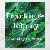 ヤシの葉、熱帯植物、ジャングル熱帯雨林 ワインラベル (シングルラベル)