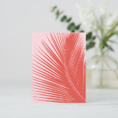 ヤシの葉 – 珊瑚と貝殻ピンク ポストカード (スタンド正面)