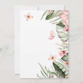 ヤシの葉、花、果実、蝶誕生日 招待状 (裏面)