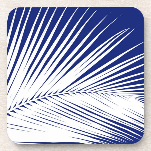 ヤシの葉 – navy blue and white コースター (正面)