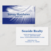 ヤシの葉 – navy blue and white 名刺 (正面/裏面)