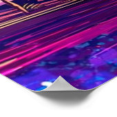 ヤシの転が木で輝くネオンの波 ポスター (角)