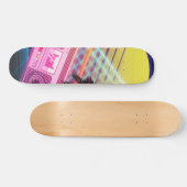 ヤシファンキーの木のある80代のピンクのボームボックス スケートボード (横)