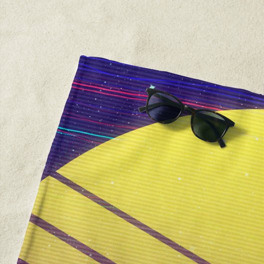 ヤシファンキーの木のある80代のピンクのボームボックス ビーチタオル (インサイチュ)