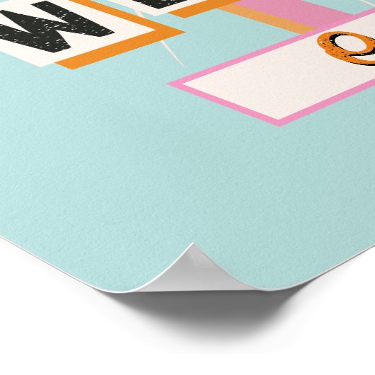 ヤシ春ビーチ結婚式モダンレトロウェルカムサイン ポスター (角)