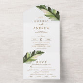 ヤシ結婚の葉が一つになる オールインワン招待状 (内側)