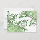 ヤシ葉とユーカリ結婚の葉モダン葉 出欠カード (裏面)