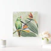 ヤシ葉の スクエア壁時計 (ホーム)