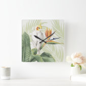 ヤシ葉の スクエア壁時計 (ホーム)