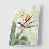 ヤシ葉の スクエア壁時計 (傾斜)