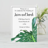 ヤシ離れのジャングルの森の結婚葉 招待状 (スタンド正面)