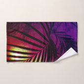 ヤシ離れの日モダン入り熱帯パープル金ゴールド バスタオルセット (ハンドタオル)