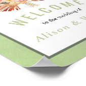 ヤシ、ススキセージ緑の結婚歓迎 ポスター (角)