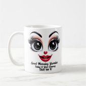 ヤスミンのかわいい目と顔のデザインTシャツ コーヒーマグカップ (左)