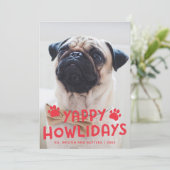 ヤッピーハウリデイズカワイイおもしろい犬ホリデーフォトカード シーズンカード (スタンド正面)