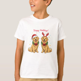 ヤッピー・ホリデー・ゴールデンレトリバーTシャツ クリスマス Tシャツ