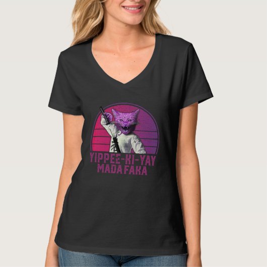 ヤッホー マダファカ 猫 Tシャツ (正面)