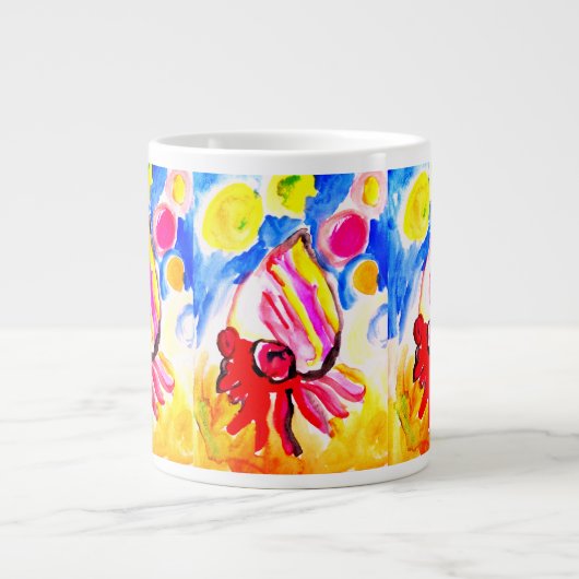 ヤドカリの水彩画が楽しい ジャンボコーヒーマグカップ (正面)