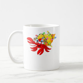 ヤドカリ愛好家のためのクリスマス ライト サンタ ヤドカリ コーヒーマグカップ
