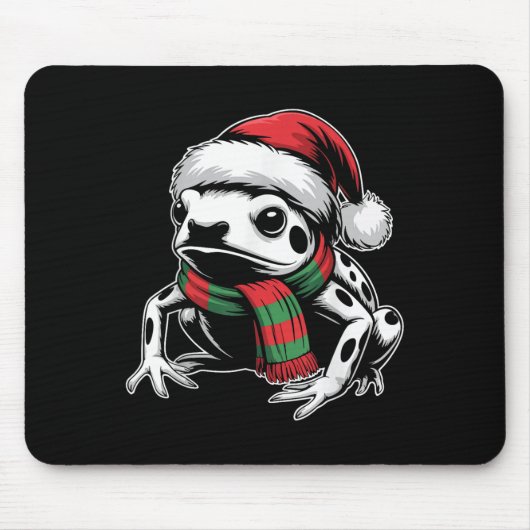 ヤドクガエル クリスマス サンタ帽子 マフラー マウスパッド (正面)