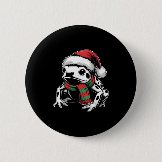 ヤドクガエル クリスマス サンタ帽子 マフラー Xmas コス 缶バッジ (正面)