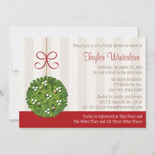 ヤドリキスをするットーボールブライダルシャワー 招待状 (正面)