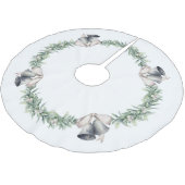 ヤドリギとシルバーボール白 ブラッシュドポリエステルツリースカート (アングル)