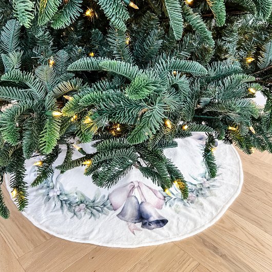 ヤドリギとシルバーボール白 ブラッシュドポリエステルツリースカート