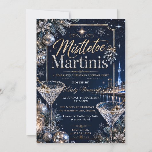 ヤドリギとマティーニのクリスマスパーティー 招待状 (正面)