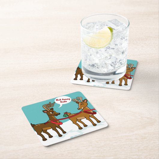 ヤドリギのお尻のおもしろいなクリスマスのコースター スクエアペーパーコースター (インサイチュ)