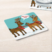 ヤドリギのお尻のおもしろいなクリスマスのコースター スクエアペーパーコースター (アングル)