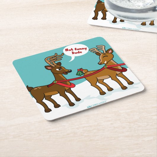 ヤドリギのお尻のおもしろいなクリスマスのコースター スクエアペーパーコースター (アングル)