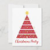 ヤドリギのクリスマスツリーパーティの招待状赤 招待状 (正面)