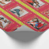 ヤドリギのパトリッジストライプの赤いクリスマスの写真 ラッピングペーパー (角)